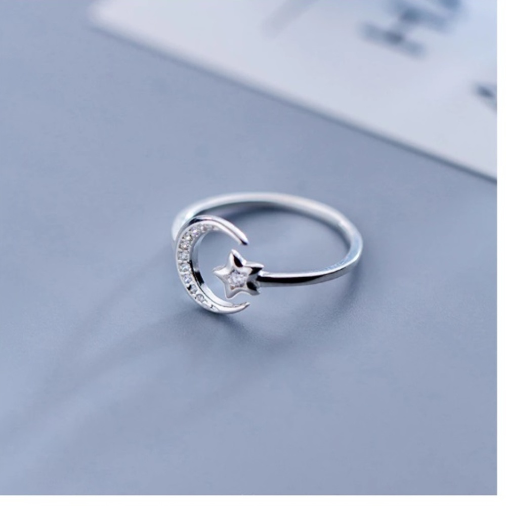1 Left! Designer Sterling Silver Moon Crescent Star Ring